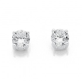 5mm+Cubic+Zirconia+Studs+in+Sterling+Silver