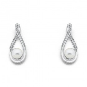 Sterling+Silver+Freshwater+Pearl+%26amp%3B+Cubic+Zirconia+Studs