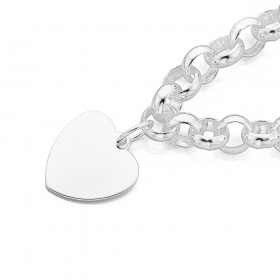 Sterling+Silver+19cm+Belcher+Bracelet+with+Heart+Disc