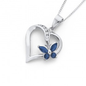 Dark-Blue-Cubic-Zirconia-Butterfly-Heart-Pendant-in-Sterling-Silver on sale