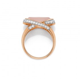 9ct-Rose-Gold-Rose-Quartz-Cubic-Zirconia-Ring on sale
