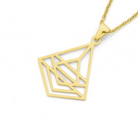 Stainless-Steel-Gold-Tone-Geometric-Pendant on sale