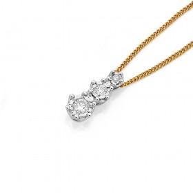 9ct-White-Gold-Three-Stone-Diamond-Pendant on sale