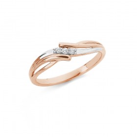 9ct+Rose+Gold+Double+Twist+and+Diamond+Dress+Ring
