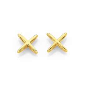 Cross+Studs+in+9ct+Yellow+Gold