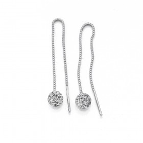 Crystal+Ball+Thread+Earrings+in+Sterling+Silver