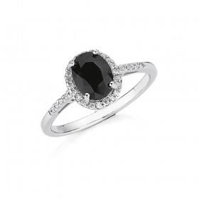 Sterling-Silver-Black-Sapphire-Cubic-Zirconia-Ring on sale