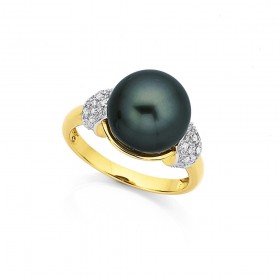 9ct%2C+Tahitian+Pearl+and+Diamond+Ring