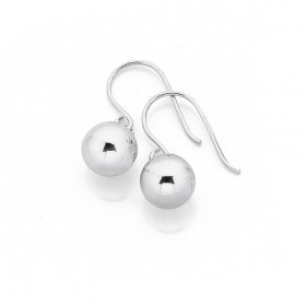 Sterling+Silver+8mm+Ball+Drop+Hook+Earrings
