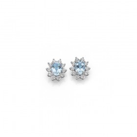 Sterling+Silver+Cubic+Zirconia+and+Blue+Topaz+Stud+Earrings