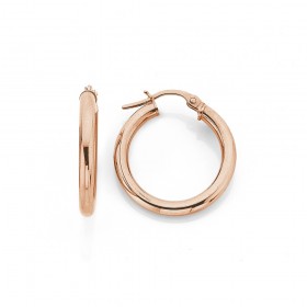 9ct+Rose+Gold+Hoops+15mm
