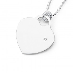 Sterling+Silver+Diamond+Heart+Disc+Pendant