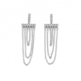 Sterling-Silver-Cubic-Zirconia-Chain-Tassel-Drop-Earrings on sale