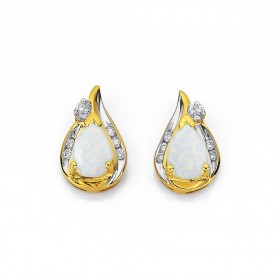 9ct%2C+Diamond+and+Opal+Swirl+Twist+Earrings