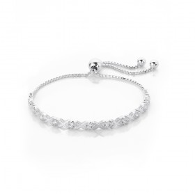 Sterling-Silver-Cubic-Zirconia-Adjustable-Bracelet on sale