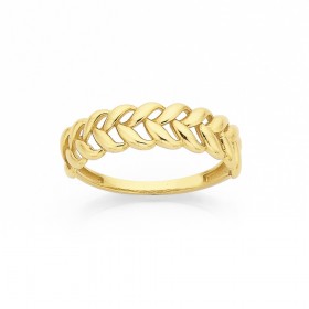 9ct+Flowing+Leaf+Band+Ring