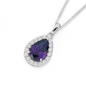 Sterling-Silver-Cubic-Zirconia-Halo-Pendant on sale