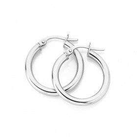 9ct+White+Gold+20mm+Hoops
