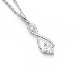 Sterling+Silver+Figure+Eight+Cubic+Zirconia+Pendant