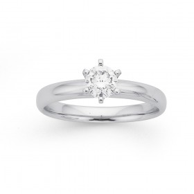 18ct+White+Gold+.50ct+Diamond+Solitaire+Ring