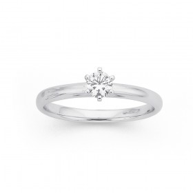 18ct+White+Gold+.25ct+Diamond+Solitaire+Ring