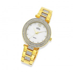 Elite-Ladies-Gold-Tone-Set-MOP-Dial-Watch on sale