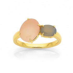 Eliza+9ct+Pink+and+Grey+Chalcedony+Ring