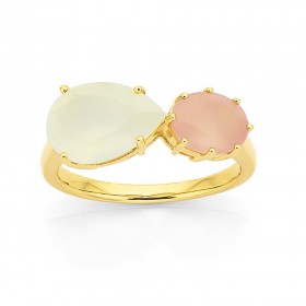 Eliza+9ct+Cream+and+Pink+Chalcedony+Ring