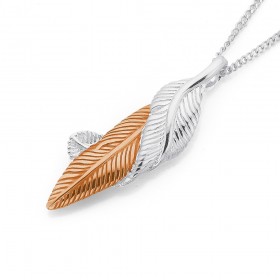 Sterling+Silver+Rose+Gold+Plated+Feathers+Pendant