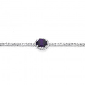 Sterling-Silver-Purple-Cubic-Zirconia-Bracelet on sale