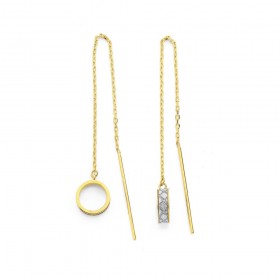 9ct+Stardust+and+Open+Circle+Thread+Earrings