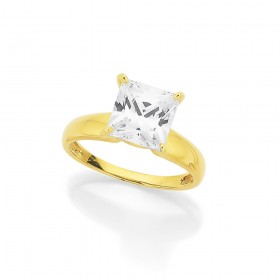 9ct-Cubic-Zirconia-Square-Ring on sale