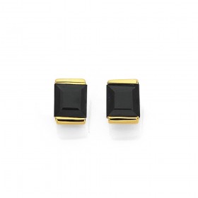 9ct+4mm+Square+Sapphire+with+Gold+Caps+Studs