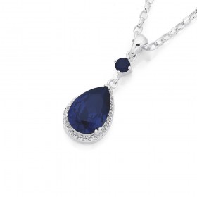 Sterling-Silver-Tanzanite-Cubic-Zirconia-Pear-Shaped-Pendant on sale