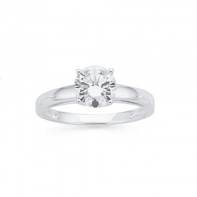 Sterling-Silver-Cubic-Zirconia-Four-Claw-Ring on sale
