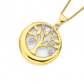 9ct-Diamond-Set-Tree-Circle-Pendant on sale