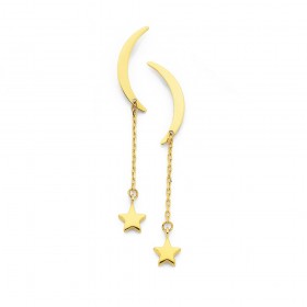 9ct+Moon+and+Star+Earrings