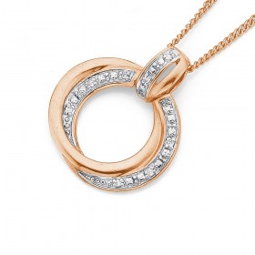 9ct+Rose+Gold+Double+Circle+Pendant