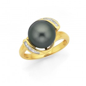 9ct-Tahitian-Pearl-Diamond-Ring on sale