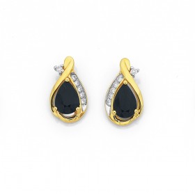 9ct+Sapphire+and+Diamond+Twist+Earrings