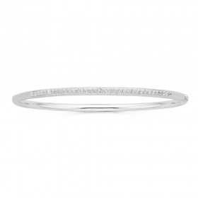 Sterling+Silver+Cubic+Zirconia+Oval+Bangle