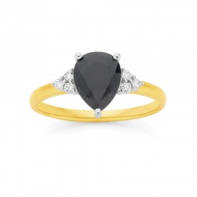 9ct+Sapphire+%26amp%3B+Diamond+Ring