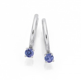 9ct-White-Gold-4mm-Tanzanite-Hoops on sale