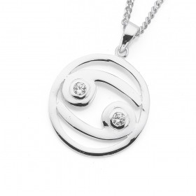 Sterling-Silver-Cubic-Zirconia-Cancer-Zodiac-Pendant on sale