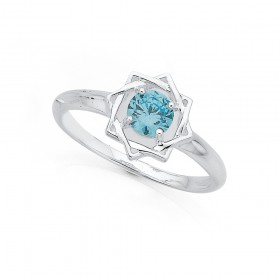 Sterling-Silver-Blue-Cubic-Zirconia-Geometric-Ring on sale