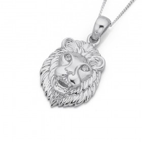Sterling+Silver+Cubic+Zirconia+Lion+Pendant