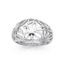 Sterling-Silver-Cut-Out-Flower-Dome-Ring on sale