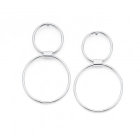 Sterling+Silver+Double+Open+Circles+Drop+Earrings