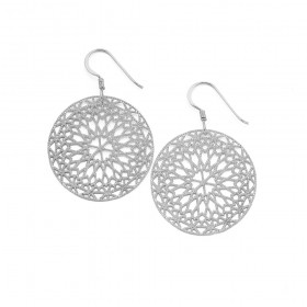Sterling-Silver-Round-Lace-Disc-Drop-Earrings on sale
