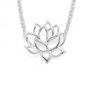 Sterling-Silver-Open-Lotus-Flower-Necklet on sale